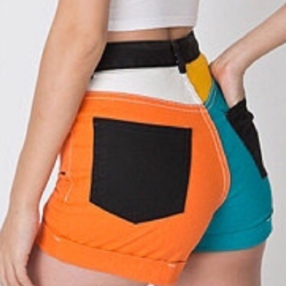 American Apparel | Color Block High Waist Shorts